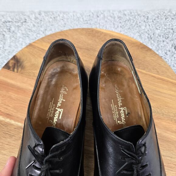 Salvatore Ferragamo Black Leather Office Daily Cap Toe Oxford Dress Shoe Men 9 D - Picture 14 of 16